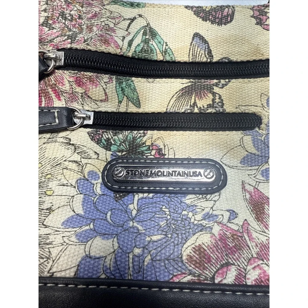Stone Mountain USA Floral‎ Butterflies Crossbody Shoulder Handbag purse Zipper